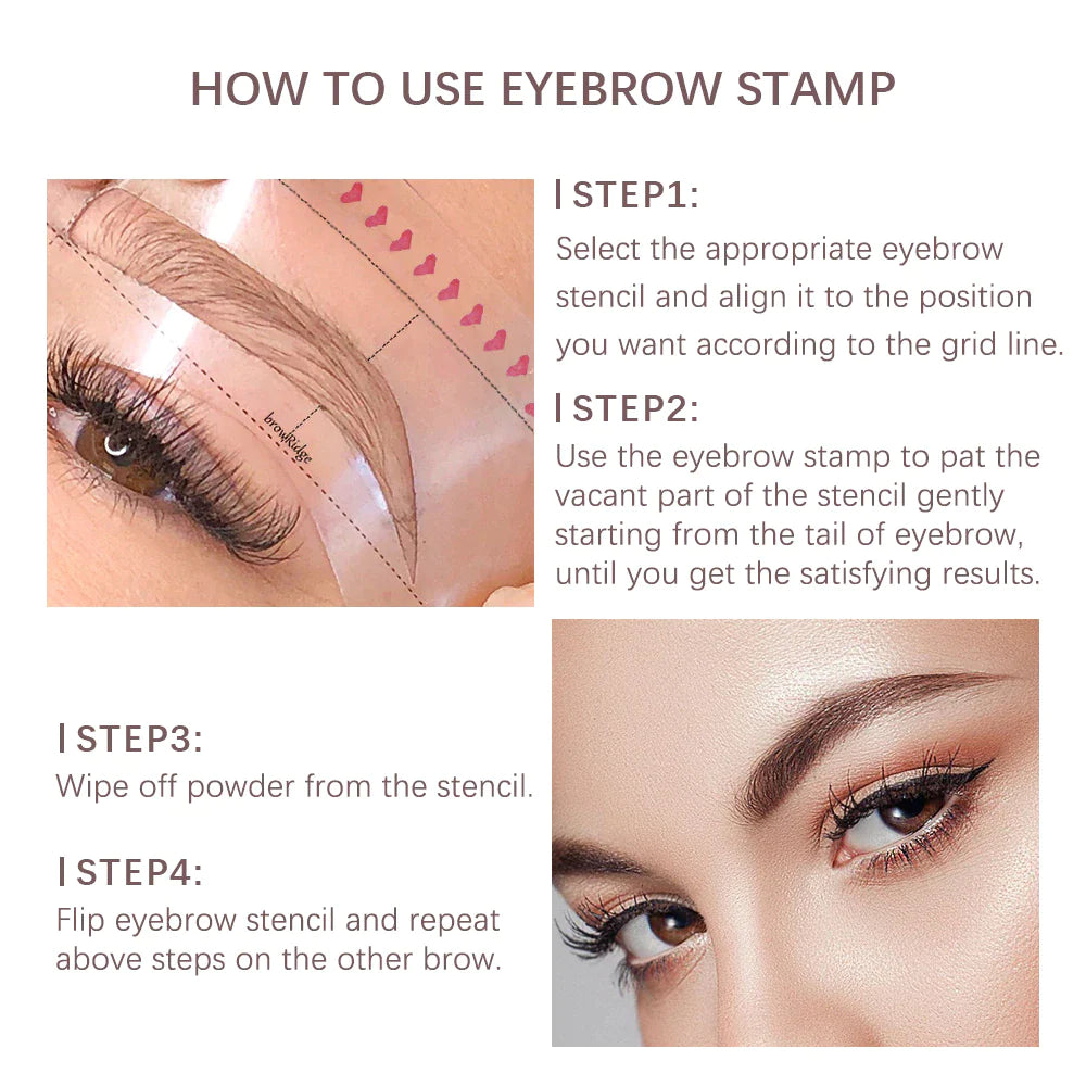 New Brow Stamp Kit Reusable Head Eyebrow Powder Stencil Kit Makeup Shadow Stick One Step Eyebrow Shaping Long Lasting Stamp Kit